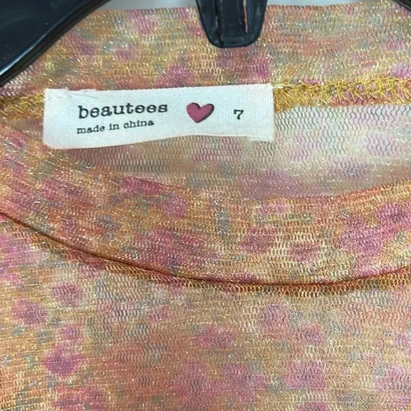 VELVET SLIP DRESS WITH FLORAL PRINTED MESH TOP 2 PIECE SET - Picture 5 of 7